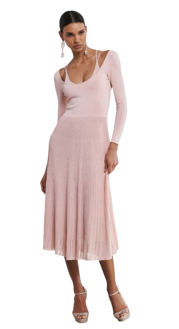 Ralph Lauren Purple Label Dress Pointelle knit Women Pink Italy Read Description